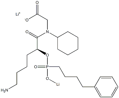 [N-[(2S)-6-Amino-2-[lithiooxy(4-phenylbutyl)phosphinyloxy]hexanoyl]-N-cyclohexylamino]acetic acid lithium salt Structure