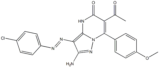 2-Amino-3-(4-chlorophenylazo)-6-acetyl-7-(4-methoxyphenyl)pyrazolo[1,5-a]pyrimidin-5(4H)-one Structure