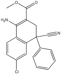 1-Amino-4-cyano-3,4-dihydro-6-chloro-4-(phenyl)naphthalene-2-carboxylic acid methyl ester Structure