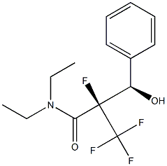 (2R,3R)-N,N-ジエチル-2-フルオロ-2-トリフルオロメチル-3-ヒドロキシ-3-(フェニル)プロピオンアミド 化学構造式
