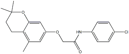 3,4-Dihydro-2,2-dimethyl-5-methyl-7-[N-(4-chlorophenyl)carbamoylmethoxy]-2H-1-benzopyran Struktur