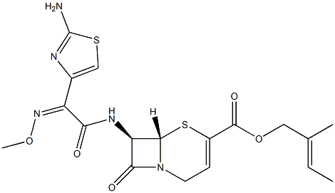 (7R)-7-[[(Z)-(2-Amino-4-thiazolyl)(methoxyimino)acetyl]amino]cepham-3-ene-4-carboxylic acid 2-methyl-2-butenyl ester Structure