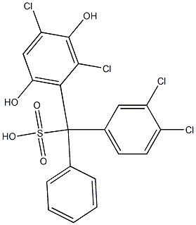 (3,4-ジクロロフェニル)(2,4-ジクロロ-3,6-ジヒドロキシフェニル)フェニルメタンスルホン酸 化学構造式