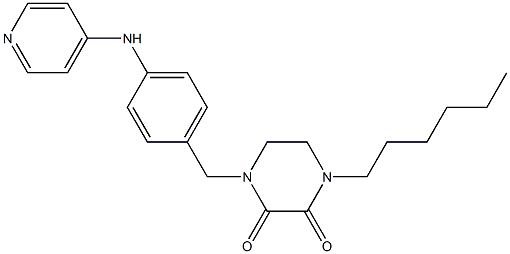 1-Hexyl-4-[4-(4-pyridinylamino)benzyl]-2,3-piperazinedione Structure