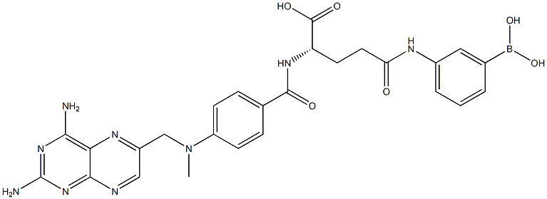 (S)-2-[4-[N-(2,4-Diaminopteridin-6-ylmethyl)(methyl)amino]benzoylamino]-5-(3-boronophenylamino)-5-oxovaleric acid 结构式