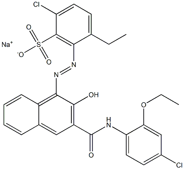 2-Chloro-5-ethyl-6-[[3-[[(4-chloro-2-ethoxyphenyl)amino]carbonyl]-2-hydroxy-1-naphtyl]azo]benzenesulfonic acid sodium salt Structure