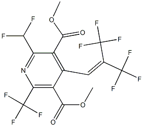 2-(Difluoromethyl)-6-(trifluoromethyl)-4-(2-(trifluoromethyl)-2-(trifluoromethyl)ethenyl)pyridine-3,5-dicarboxylic acid dimethyl ester,,结构式