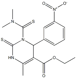 1,2,3,4-テトラヒドロ-6-メチル-2-チオキソ-4-(3-ニトロフェニル)-3-(ジメチルアミノチオカルボニル)ピリミジン-5-カルボン酸エチル 化学構造式