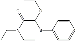 2-フェニルチオ-2-エトキシ-N,N-ジエチルアセトアミド 化学構造式