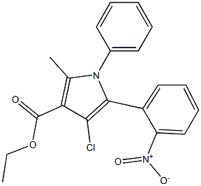 3-クロロ-5-メチル-2-(2-ニトロフェニル)-1-フェニル-1H-ピロール-4-カルボン酸エチル 化学構造式