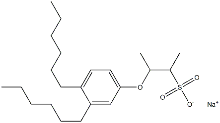 3-(3,4-Dihexylphenoxy)butane-2-sulfonic acid sodium salt,,结构式