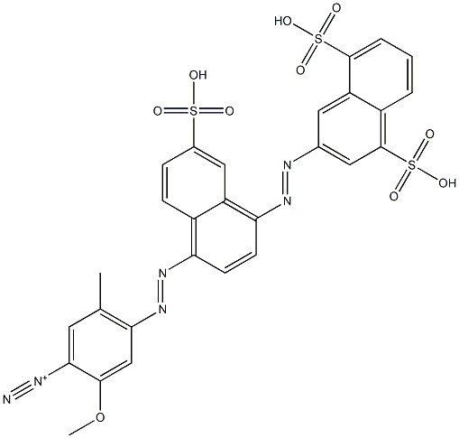 2-メトキシ-5-メチル-4-[4-(4,8-ジスルホ-2-ナフチルアゾ)-6-スルホ-1-ナフチルアゾ]ベンゼンジアゾニウム 化学構造式