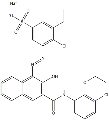 4-Chloro-3-ethyl-5-[[3-[[(3-chloro-2-ethoxyphenyl)amino]carbonyl]-2-hydroxy-1-naphtyl]azo]benzenesulfonic acid sodium salt 结构式
