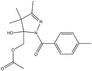 酢酸[[2-(4-メチルベンゾイル)-4,4,5-トリメチル-3,4-ジヒドロ-3-ヒドロキシ-2H-ピラゾール]-3-イル]メチル 化学構造式