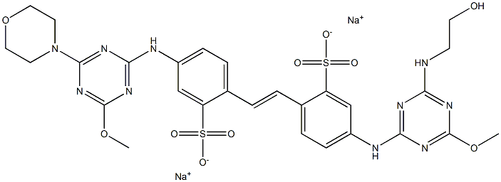 4-[(4-Methoxy-6-morpholino-1,3,5-triazin-2-yl)amino]-4'-[[6-methoxy-4-[(2-hydroxyethyl)amino]-1,3,5-triazin-2-yl]amino]stilbene-2,2'-disulfonic acid disodium salt Struktur