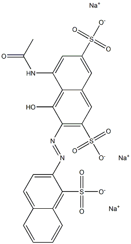 8'-Acetylamino-1'-hydroxy-(2,2'-azobisnaphthalene)-1,3',6'-trisulfonic acid trisodium salt,,结构式