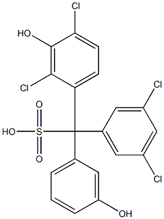 (3,5-ジクロロフェニル)(2,4-ジクロロ-3-ヒドロキシフェニル)(3-ヒドロキシフェニル)メタンスルホン酸 化学構造式