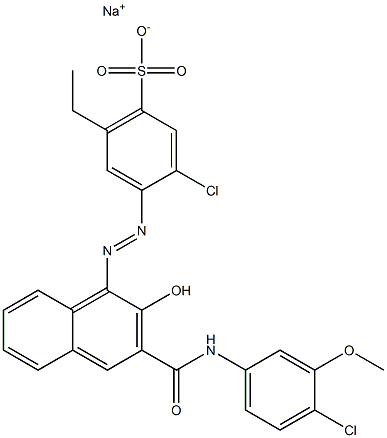 3-Chloro-6-ethyl-4-[[3-[[(4-chloro-3-methoxyphenyl)amino]carbonyl]-2-hydroxy-1-naphtyl]azo]benzenesulfonic acid sodium salt Structure