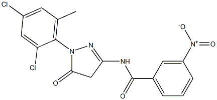 1-(2,4-ジクロロ-6-メチルフェニル)-3-(3-ニトロベンゾイルアミノ)-5(4H)-ピラゾロン 化学構造式