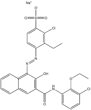 2-Chloro-3-ethyl-4-[[3-[[(3-chloro-2-ethoxyphenyl)amino]carbonyl]-2-hydroxy-1-naphtyl]azo]benzenesulfonic acid sodium salt,,结构式