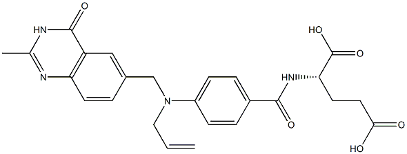 (2S)-2-[4-[N-[(3,4-ジヒドロ-2-メチル-4-オキソキナゾリン)-6-イルメチル]-N-(2-プロペニル)アミノ]ベンゾイルアミノ]グルタル酸 化学構造式