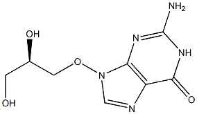 2-Amino-9-[(R)-2,3-dihydroxypropyloxy]-9H-purin-6(1H)-one,,结构式