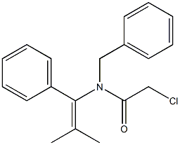 N-(1-Phenyl-2-methyl-1-propenyl)-N-benzyl-2-chloroacetamide Struktur