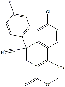 1-Amino-4-cyano-3,4-dihydro-6-chloro-4-(4-fluorophenyl)naphthalene-2-carboxylic acid methyl ester,,结构式