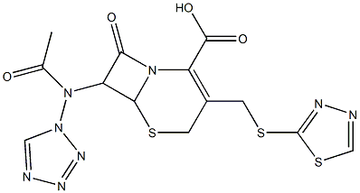 8-Oxo-7-(1H-tetrazol-1-ylacetylamino)-3-(1,3,4-thiadiazol-2-ylthiomethyl)-5-thia-1-azabicyclo[4.2.0]oct-2-ene-2-carboxylic acid Structure