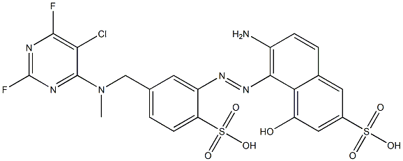 6-Amino-5-[[5-[[(5-chloro-2,6-difluoro-4-pyrimidinyl)(methyl)amino]methyl]-2-sulfophenyl]azo]-4-hydroxy-2-naphthalenesulfonic acid Structure