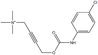 N,N,N-Trimethyl-4-[[[(4-chlorophenyl)amino]carbonyl]oxy]-2-butyn-1-aminium Struktur