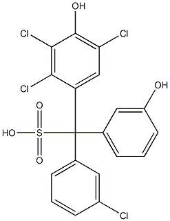 (3-Chlorophenyl)(2,3,5-trichloro-4-hydroxyphenyl)(3-hydroxyphenyl)methanesulfonic acid Struktur