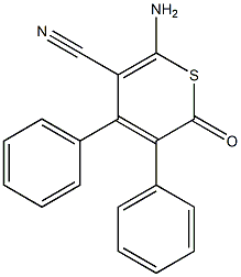 3,4-ジフェニル-2-オキソ-6-アミノ-2H-チオピラン-5-カルボニトリル 化学構造式
