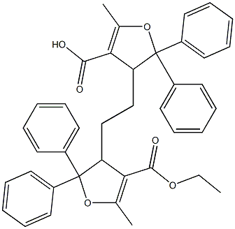 3,3'-(エチレン)ビス[2,3-ジヒドロ-5-メチル-2,2-ジフェニルフラン-4-カルボン酸エチル] 化学構造式