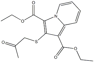 2-(2-オキソプロピルチオ)インドリジン-1,3-ジカルボン酸ジエチル 化学構造式