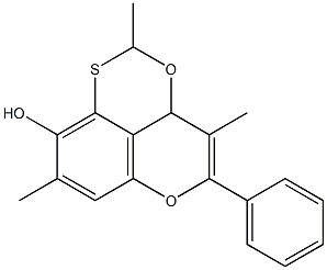 2,3a-Dihydro-4,8-dimethyl-5-phenyl-2-methyl-3,6-dioxa-1-thia-1H-phenalen-9-ol,,结构式