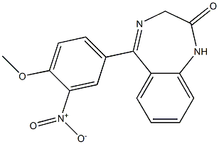 1,3-ジヒドロ-5-(4-メトキシ-3-ニトロフェニル)-2H-1,4-ベンゾジアゼピン-2-オン 化学構造式