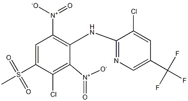 3-クロロ-5-トリフルオロメチル-N-(3-クロロ-4-メチルスルホニル-2,6-ジニトロフェニル)ピリジン-2-アミン 化学構造式