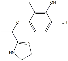 2-[1-(3,4-ジヒドロキシ-2-メチルフェノキシ)エチル]-2-イミダゾリン 化学構造式