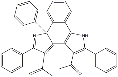 1,6a-Dihydro-2,5,6a-triphenyl-3,4-diacetylbenzo[g]pyrrolo[3,2-e]indole Structure
