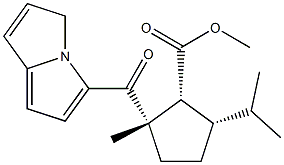 (1S,2R,3S)-3-Isopropyl-2-(methoxycarbonyl)-1-methyl-1-(pyrrolizinocarbonyl)cyclopentane Struktur