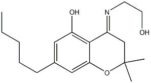 3,4-ジヒドロ-2,2-ジメチル-4-[2-ヒドロキシエチルイミノ]-7-ペンチル-2H-1-ベンゾピラン-5-オール 化学構造式
