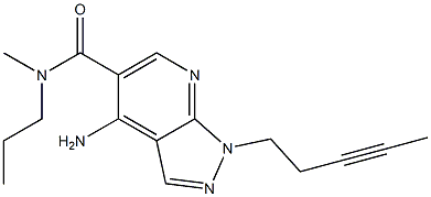 1-(3-Pentynyl)-4-amino-N-methyl-N-propyl-1H-pyrazolo[3,4-b]pyridine-5-carboxamide,,结构式