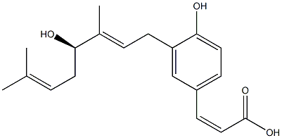 3-[(2E,4R)-3,7-Dimethyl-4-hydroxy-2,6-octadien-1-yl]-4-hydroxy-cis-cinnamic acid Structure