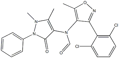 (3-(2,6-Dichlorophenyl)-5-methylisoxazol-4-yl)-N-(2,3-dimethyl-5-oxo-1-phenyl(3-pyrazolin-4-yl))formamide,,结构式
