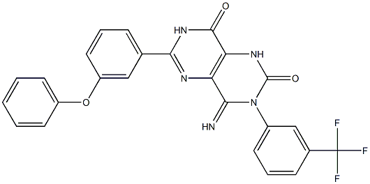 4-Imino-6-(3-phenoxyphenyl)-3-(3-(trifluoromethyl)phenyl)-1,3,7-trihydro-5,7-diazaquinazoline-2,8-dione,,结构式