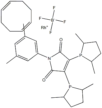 (-)-2,3-Bis[(2R,5R)-2,5-dimethylphospholanyl]-N-[3,5-dimethylphenyl]maleic imide(1,5-cyclooctadiene)rhodium(I) tetrafluoroborate 化学構造式