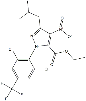 1-[2,6-DICHLORO-4-(TRIFLUOROMETHYL)PHENYL]-3-(2-METHYLPROPYL)-4-NITRO-1H-PYRAZOLE-5-CARBOXYLIC ACID ETHYL ESTER Struktur