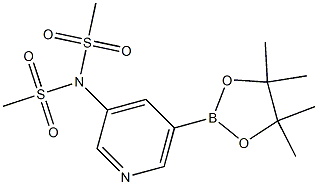 N-(methylsulfonyl)-N-(5-(4,4,5,5-tetramethyl-1,3,2-dioxaborolan-2-yl)pyridin-3-yl)methanesulfonamide 化学構造式
