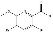 3,5-Dibromo-6-methoxypyridine-2-carboxyliy acid,,结构式